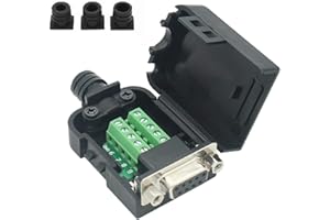 YIOVVOM Connecteur de dérivation DB9 vers borne de câblage RS232 D-SUB adaptateurs série Femelles Carte de dérivation de Port Module sans Soudure avec boîtier (Adaptateur série Femelle + écrou)