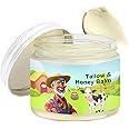 Tallow & Honey Balm,Beef Tallow Skin Care,Beef Tallow for Skin,Tallow Face Moisturizer,with Grass-Fed Beef Tallow & Raw Wild Honey for Smooth, Hydrated Skin,Natural Formula,for Face, Body -2.12 oz