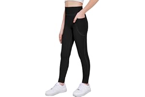 Arshiner Flickor leggings barn sportbyxor enkel hög midja tights byxor skola elastisk jogging träning yoga leggings för flickor med fickor 5-14 år