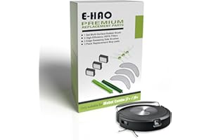 E-HAO Piezas de Repuesto para aspiradora iRobot Roomba Combo j7+, j9+, MAX 10, 1 Juego de Rodillo de Goma, 3 Almohadillas Reutilizables para Fregar, 3 filtros HEPA y 3 cepillos de Barrido de Bordes