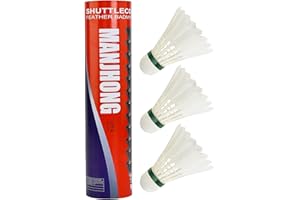 MANJHONG Goose Feather Badminton Shuttlecocks, Durable and Good Flight, Recreational Shuttles for Outdoor Racket Game