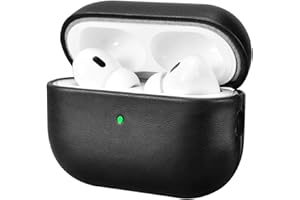 ICARER FAMILY ICARERFAMILY Skórzane etui do AirPods Pro 2 2022, wysokiej jakości, prawdziwa skóra, odporne na wstrząsy, etui ochronne do słuchawek Apple AirPods Pro 2 (widoczne LED), obsługa bezprzewodowej
