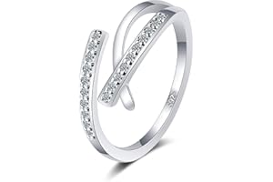 HEEYA Adjustable Rings for Women - 925 Sterling Silver Plated Thumb Rings - Moon Star Ring for Girls - Silver Ring Set with Cubic Zirconia - Anxiety Fidget Rings - Gift for Girls Women with Box