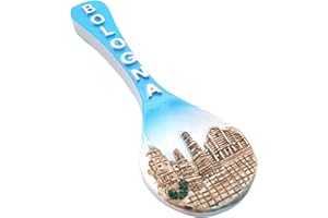 LEDDY LIVING Magnes 3D na lodówkę Vintage Łyżka Flaga Włochy, Calamita Lodówka, Dekoracja Miasta Bolonia do Magnetycznej Tablicy, Domu i Kuchni, Biura