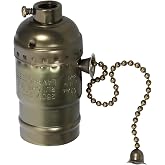 jojofuny Vintage E27 Lamp Holder with Chain for Lamps and Bottles | ABS and Copper Socket with Pull Switch for DIY Projects,