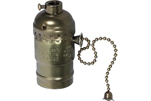 jojofuny Portalámparas Vintage E26/27 Portalámparas Casquillo De Luz De Base Media Con Tornillo Con Interruptor De Cadena Para Bombillas De Iluminación Artesanales Decorativas Industriales