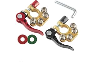 PIQIUQIU 1 paio di morsetti batteria, 12V 4-Way Quick Release Car Battery Clamp con rondelle chiave esagonali, per SAE/JIS Tipo A Post, compatibile con auto, furgoni, camion