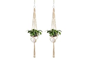 ESOES Suspension en macramé pour plante par ZZM - À suspendre en intérieur ou extérieur, pour pot de fleurs - En corde de jute tressé en 4 cordes 2 pcs