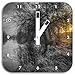 Produktbild herbstliche Landschaft im Morgengrauen B&W Detail, Wanduhr Durchmesser 28cm mit weißen eckigen Zeigern und Ziffernblatt, Dekoartikel, Designuhr, Aluverbund sehr schön für Wohnzimmer, Kinderzimmer, Arbeitszimmer