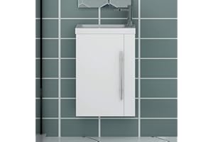 Acezanble Badezimmer Badmöbel 45 cm Waschtisch mit Unterschrank Gäste WC Weiß