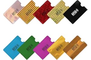 FUZLPNAG Lot de 10 Pièces pochettes de protection RFID colorées pour cartes de crédit,nsemble Anti Piratage Etui de Crédit Sécurisé sans Contact Blocage porte-cartes Anti Vol，Applicable carte d'identité, carte