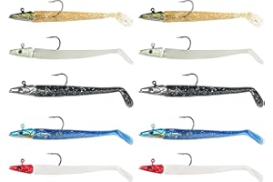 MEMOFYND Esche da pesca morbide con gancio singolo, esche in mare, cucchiai a capannone, esche e attrezzi da pesca, adatti per acqua salata e dolce (11 cm)