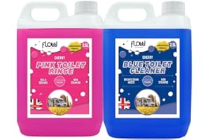 FLOW TM SIMPLY AMAZING PRODUCTS Flow Pink & Blue Chemical Motorhome & Caravan Toilet Fluid & Rinse Cleaner | Disinfectant, Rinse & Cleaner | 2.5 Litre 2 Pack Combo
