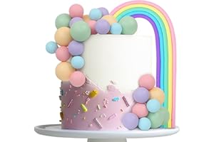 LARDUX 26 PCS Ball Cake Toppers - Mini Balloon Balls Pastel Rainbow DIY Baking Cupcake Cake Decorations for Birthday Baby Shower Macaron Unicorn Party