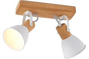 Ceiling Light 'Merela' dimmable (Scandinavian) in Brown Made of Wood for e.g. Living Room & Dining Room (2 Light Sources, E14) from Lindby | floodlight, Spotlight
