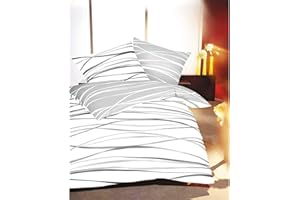 Kaeppel Biber Bettwäsche Streifen Motion Schiefer 135 x 200 cm + 80 x 80 cm