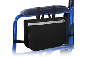 supregear Bolsa Andador, Bolsa de Almacenamiento Lateral Multifuncional para Andadores Sillas de Ruedas y Scooters de Rodilla para Adultos Mayores, Bolso Portátil de Viaje, Negro