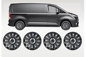 Darfox 16 Inch Wheel Trims Set of 4 – Fits Vauxhall Vivaro, Renault Trafic, Citroen Dispatch, Peugeot Expert, Fiat Talento – Hubcaps for Steel Wheels – ABS with Metal Ring (onxb)