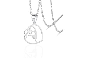 VASSAGO Ballerina Ballet Necklace Gifts for Girls Women Dainty Dance Recital Ballet Heart Pendant Jewelry for Daughter Mom
