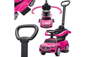 sun baby Coche de Empuje Mercedes C-Class, Coche para Niños a Partir de 1 año, Respaldo Alto, Volante con Audio, reposapiés Extensibles, Compartimento portaobjetos (Rosa)