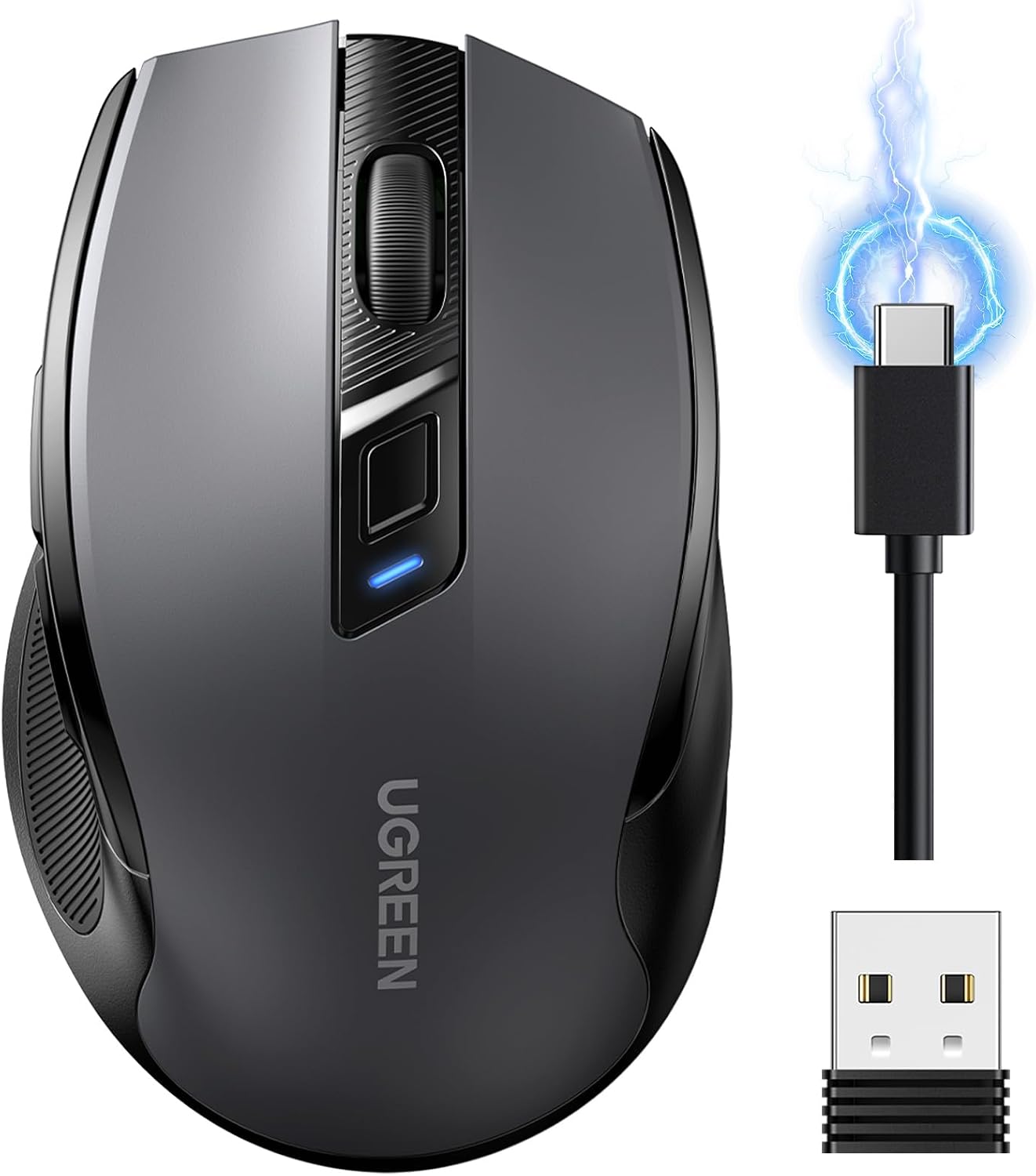 UGREEN Wireless Mouse, Bluetooth Mouse&2.4GHz Dual Modes, Fast-rechargeable & Ultra-long Battery Life, 40dB Silent Computer M