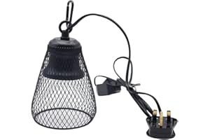 HOUTOKIT Reptile Heat Lamp Holder UVA UVB Terrarium Ceramic Heat Lamps Lampshade Holder Anti Hot Bracket Cage for Bearded Dragon, Lizard, Tortoise, Snake, UK Plug