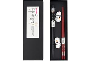 LHOEST Zestaw 2 par pałeczek do sushi, kot panda, chińskie, japońskie, koreańskie, drewniane, pałeczki do jedzenia, można myć w zmywarce, z ceramiczną podkładką Cat Panda (kot)