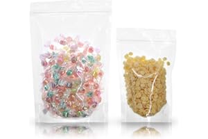 SumDirect 100Pcs Clear Zipper Resealable Stand Up Pouch/Snack Packing Bag for Food Snack Tea and Etc (24x35cm)