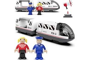 TOPLIVING Holzeisenbahn Zug Elektrische Hohe Geschwindigkeit Spielzeug Zug Kinder Lokomotive Kompatibel mit Holzschienen Kinder Spielzeuglok - Spielzeugauto für Kleinkinder