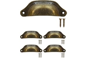Fuxxer® Maniglie antiche per cassetti, maniglie per mobili, maniglie in ferro, design in bronzo, maniglie per armadi, cassettiere, cassettoni, vintage, rustico, retrò, 97 x 30 mm, set di 4
