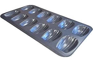 MASTRAD - Plaque 12 madeleines - Revêtement 2 couches - Sans PFAS et PTFE - 39.2 x 22.5 x 1.5 cm - Empreinte 8 cm