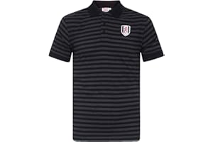FULHAM FOOTBALL CLUB Fulham FC Mens Polo Shirt Striped Marl Yarn Dye Official Football Gift