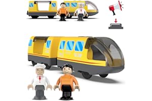 TOPLIVING Treno locomotiva a batteria (collegamento magnetico) – potente treno motore compatibile con Thomas, Brio, Chuggington – giocattolo per bambini – giallo