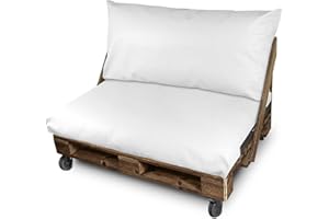 HAPPERS Set Cojines Impermeables y Desenfundables para Palets en Polipiel para Exterior Blanco