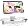 Duronic Monitor Stand Riser DM052-1 | Laptop and Screen Stand for Desktop | Clear Tempered Glass | Support for a TV or PC Computer Monitor | Ergonomic Office Desk Shelf | 20kg Capacity | 56cm x 24cm