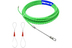 Lotvic Tire fil électriques 30 m, Aiguille Electricien, 4,5 mm de diamètre, Tire cable electrique Avec 2 ressorts de guidage, pour Câble de Communication Mur Conduit de Sol (C)