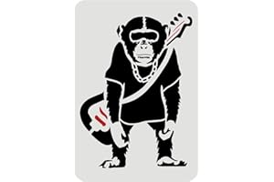 FINGERINSPIRE Banksy Pochoir Chimpanzés et Orang-Outan 29,7 X 21 cm Réutilisable pour Peinture sur Mur, Carrelage, Toile, Meubles et Papier - Motif Singe