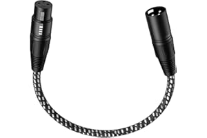 Vandesail XLR-Kabel, Mikrofonkabel, 15.2 cm, XLR-Stecker auf Buchse, symmetrisches Mikrofonkabel, kurzes Mikrofonkabel für Lautsprecher, Audio-Interface oder Mixer für Live-Performance und Aufnahme