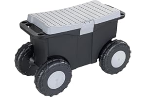 Maximex XXL Garden Trolley with Storage Compartment, Mobile Roller Seat for Gardening & Home, Back & Knee Protection Garden Stool with Wheels & Seat, Robust Garden Seat Wheels up to 110 kg, 15 L