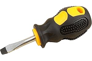 TOP-MAX Mini Stubby Screwdriver Stainless Steel Slotted Screw Head Small Compact Hand Tools for Repair Work