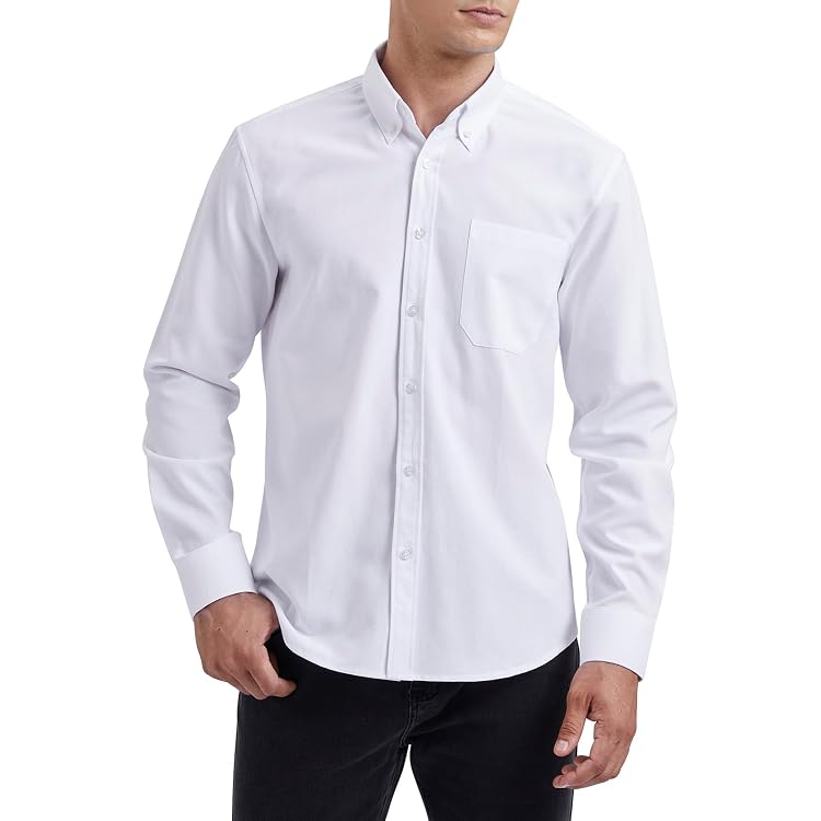 Chemise Homme Manches Longues Enlision – Sans Repassage, 40% Coton 60% Polyester, Coupe Classique, Poche Poitrine - 4