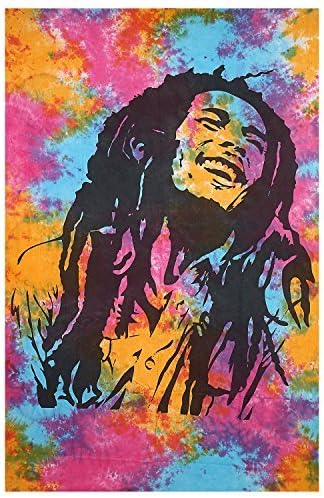 Bob Marley Tapestry Tie Dye Multi Color Indian Hippie Wall Hanging Bohemian Bedspread Mandala Cotton Dorm Decor Beach Blanket