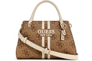 GUESS Noelle II Luxury Satchel Bag Latte Logo