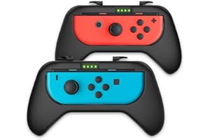 NiTHO Griffe Halterung für Switch Joy-Con/Switch OLED, Joystick-Griff, Verschleißfestes Design, Schmetterlingsauslöser, LED-Anzeigen (2er-Pack)