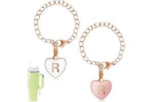 TDONE 2pcs Letter Charm Accessories for Stanley Cup, Initial Letter Personalized Name ID Handle Chain for Stanley Tumblers