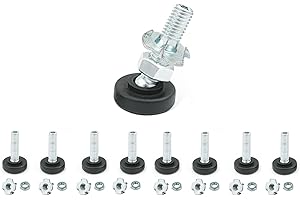 VICHOME 8 Patas niveladoras Regulables para Muebles con articulación, M8x32mm, Incluye Tuercas de Montaje y de fijación. (8)