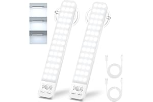 Ylatoial Under Cabinet Lights, 25cm 2000mAh Cupboard Lights Motion Sensor Indoor 6500K Brightness Adjustable 42LEDs Cabinet Lighting USB Rechargeable Wardrobe Light Magnetic for Stairs Hallway -2 Pack