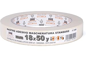 PENNELLIFICIO 2000 | Nastro in Carta per Mascheratura e per Imbianchini, Rimozione Senza Residui, Antimacchia, Dimensioni 18 mm x 45 m – Made in Italy