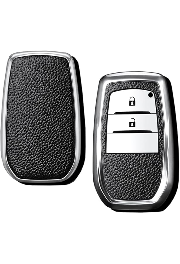 CDEFG Compatible With Toyota Yaris XP21/Yaris Cross 2020-2024/C-HR CHR 2024, Silicone Car Key Cover Protector, Metallic Silver - View #4
