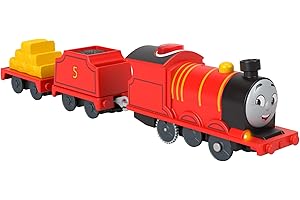 Thomas & Friends Motorized Toy Train Talking James Battery-Powered Engine with Sounds & Phrases for Preschool Kids 3+ Years, UK English Version, HWY30
